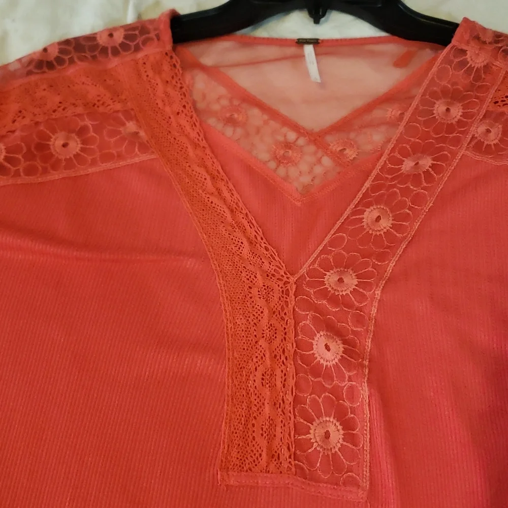 Free People Womens Lola Oversized Top Rose Crimson Red